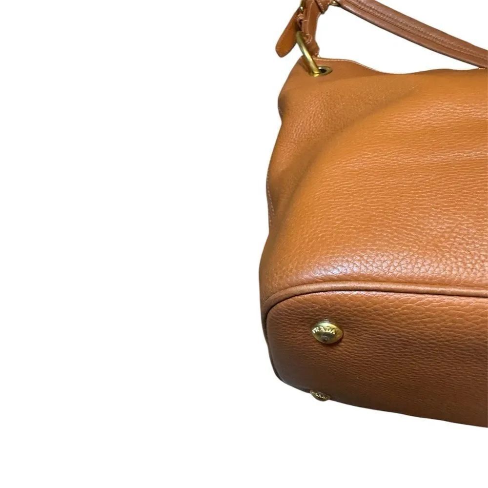 PRADA Tan Brown Vitello Daino Leather Hobo Bag - Picture 8 of 14